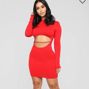 SEXY LONG SLEEVE RED DRESS FASHION NOVA